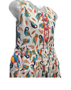 Charming Bird Print Cotton Frock with Pockets