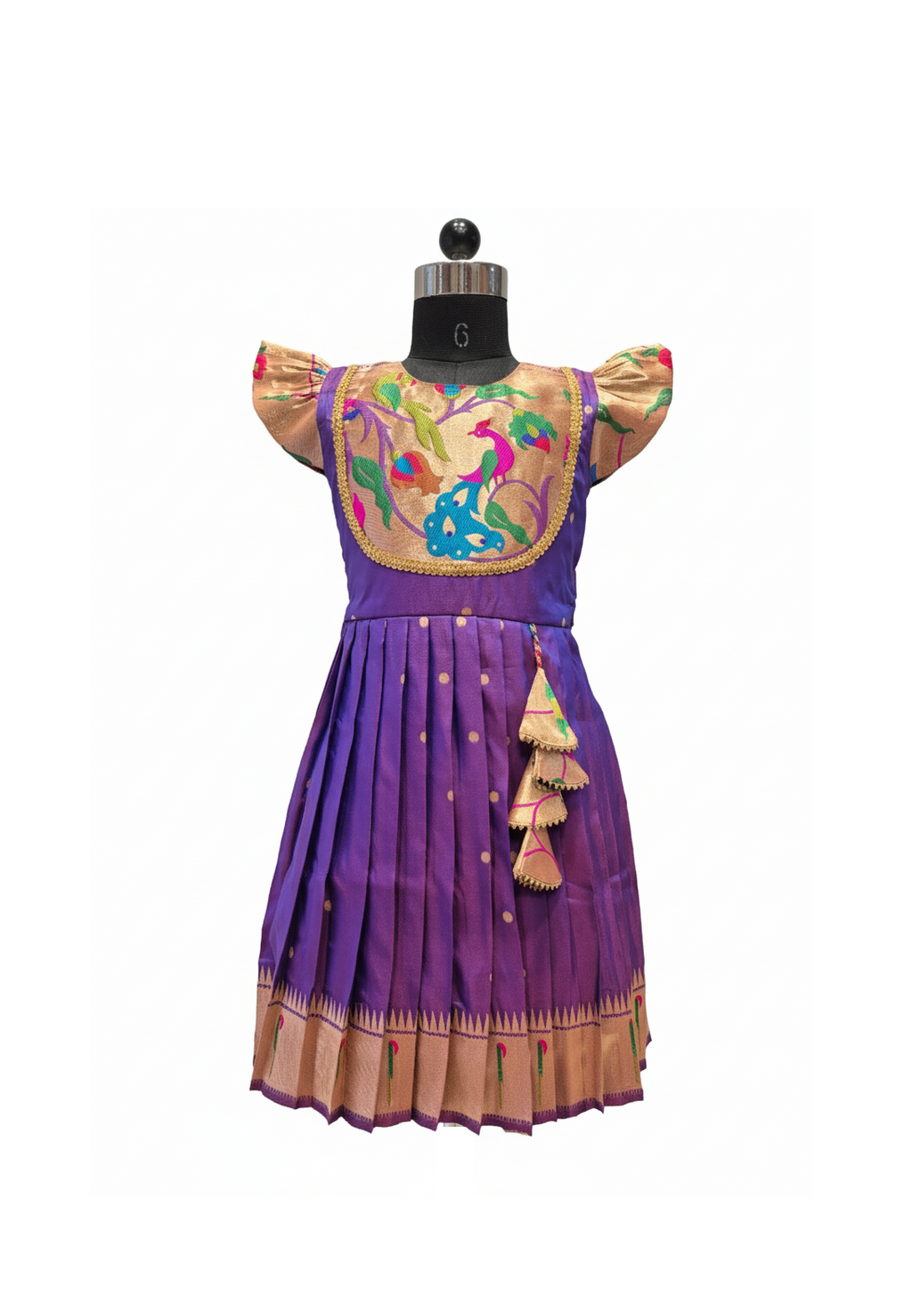 Pure Silk/Silk Blend Pleated Frock with Brocade Work | Kids' Celebratory Wear (Copy)