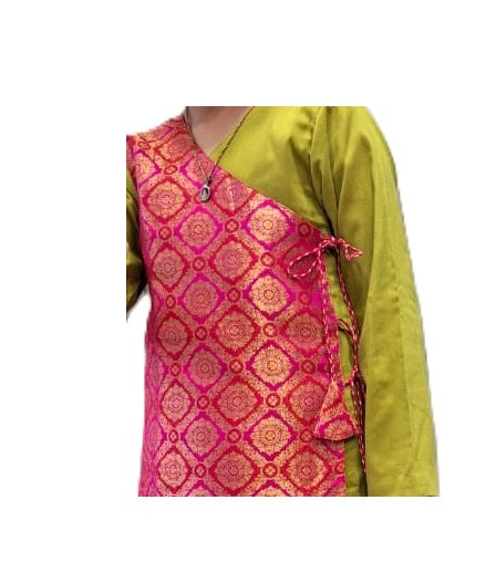 Festive Woven Silk Angrakha Style Boys' Ethnic Wear