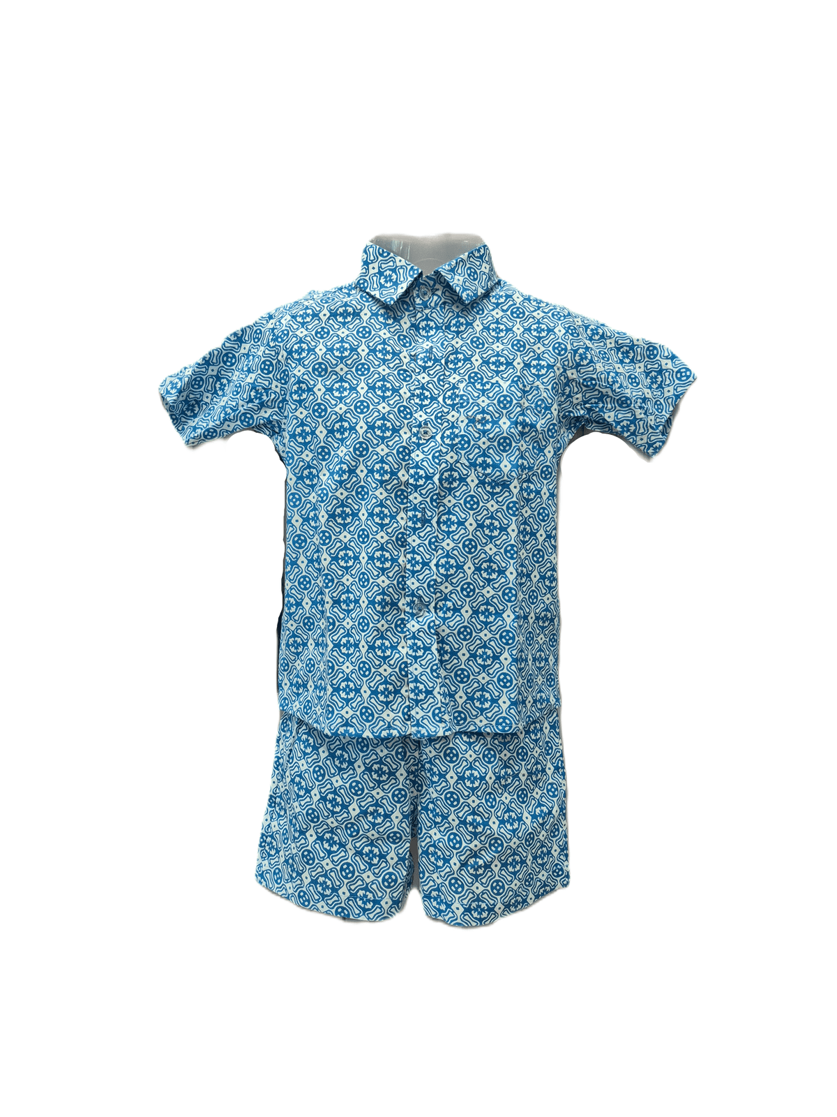 Blue Geometric Print Cotton Co-ord Set