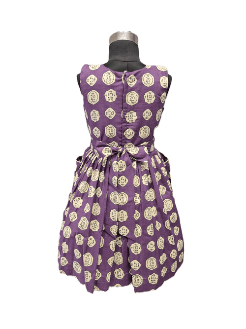 All-Over Print Of Vintage-Style Stamps And Seals Cotton Frock - House of Kritee