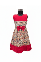 Traditional Print with Bold Red Contrast Cotton Frock - House of Kritee