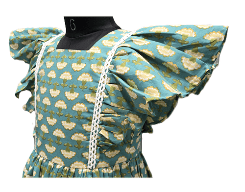 beautifully detailed mustard cotton frock - House of Kritee