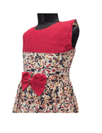 Traditional Print with Bold Red Contrast Cotton Frock - House of Kritee