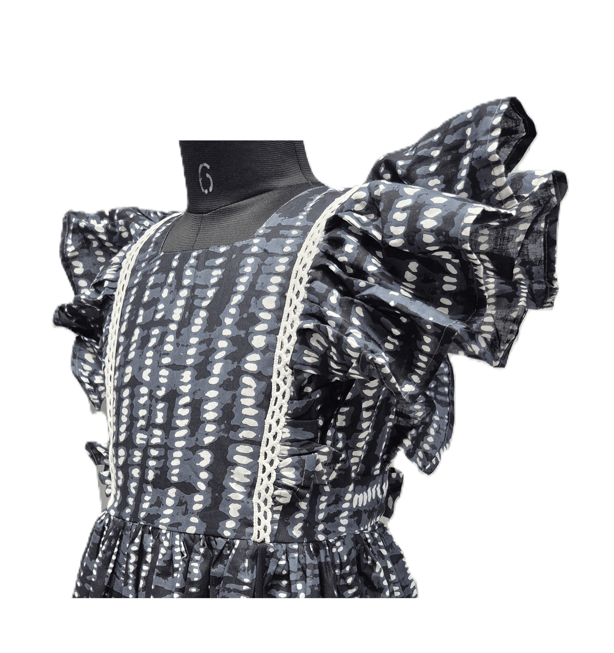 unique charcoal black cotton frock - House of Kritee