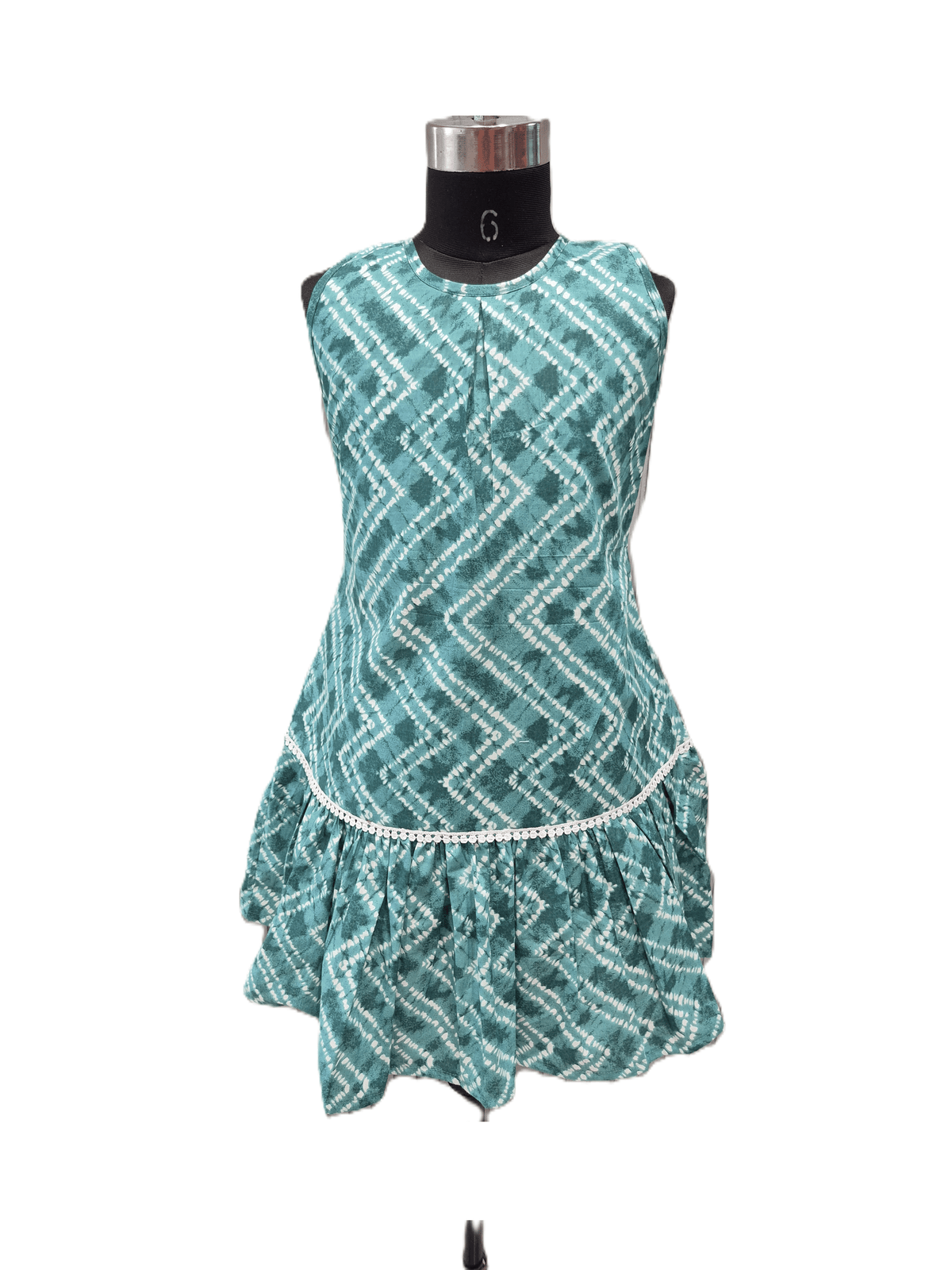contemporary sea-green cotton frock. - House of Kritee