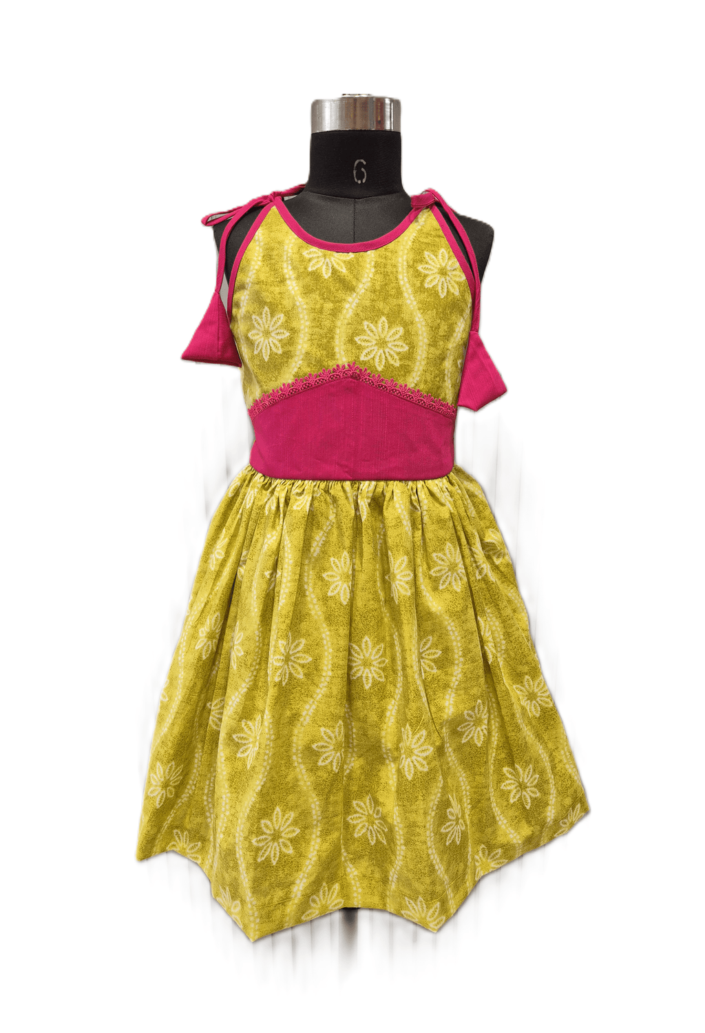 radiant lime-green cotton frock - House of Kritee