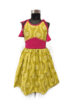 radiant lime-green cotton frock - House of Kritee