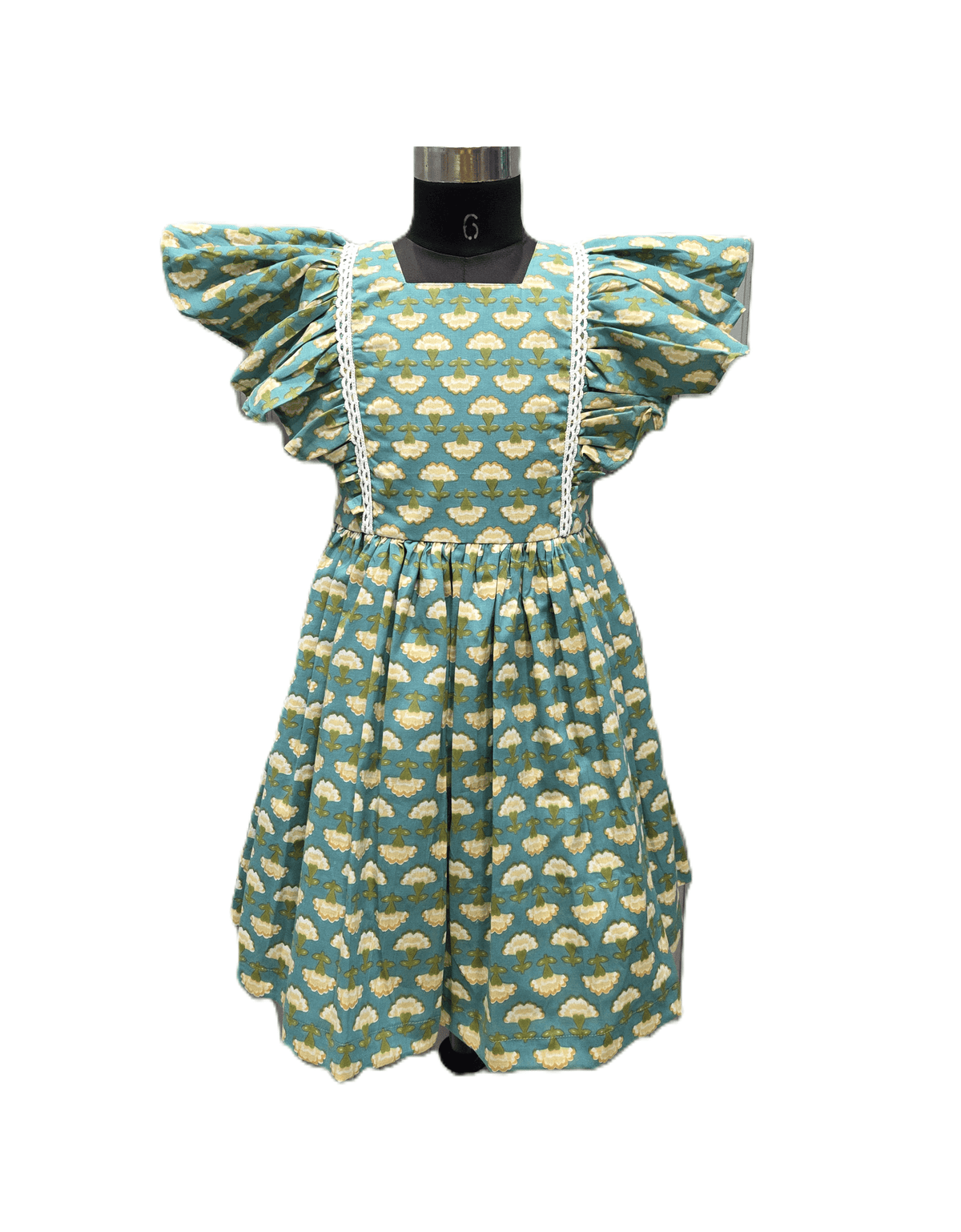 beautifully detailed mustard cotton frock - House of Kritee
