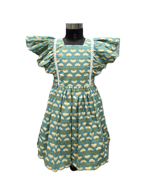 beautifully detailed mustard cotton frock - House of Kritee