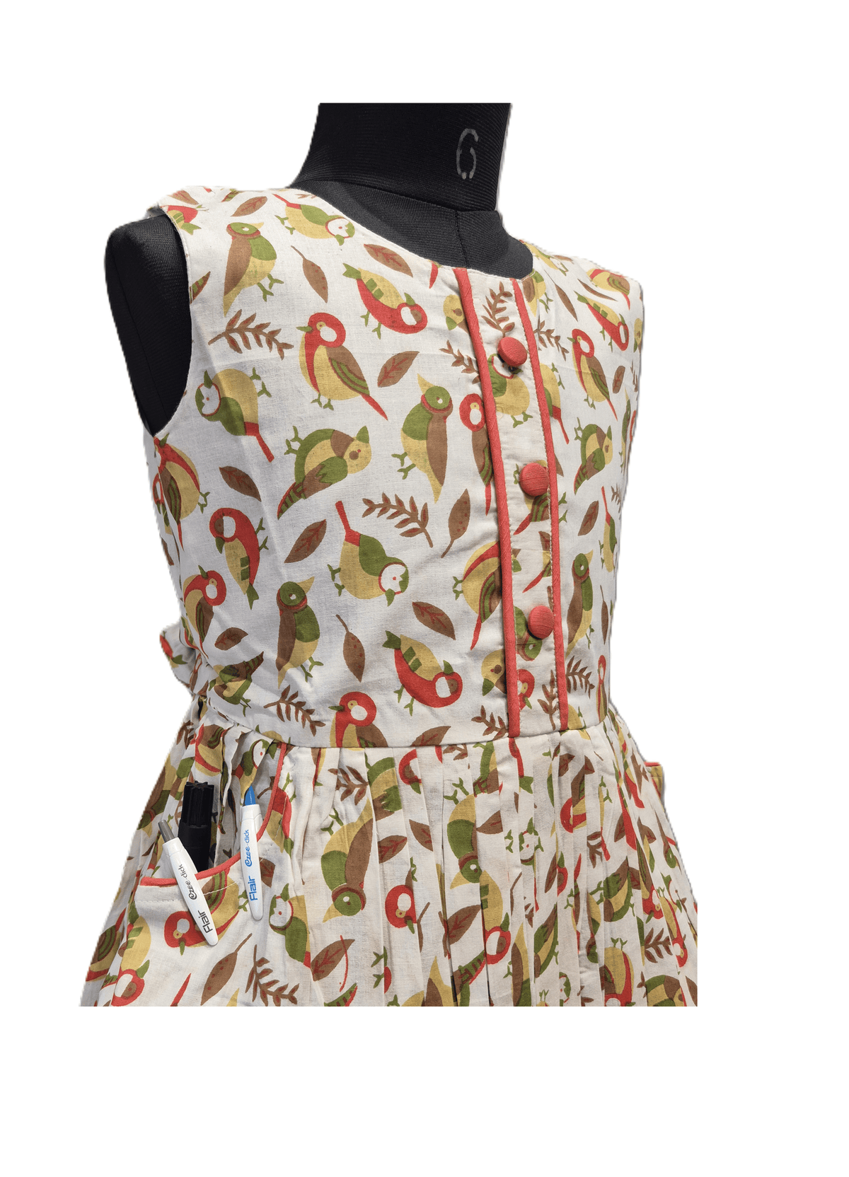 Off-White/cream Cotton Base Cotton Frock - House of Kritee