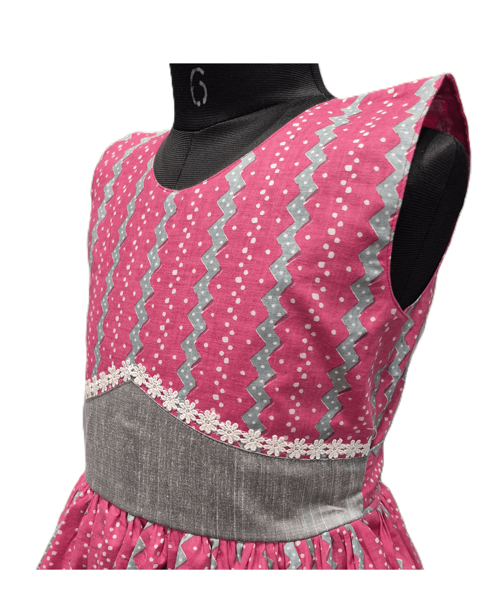 eye-catching fuchsia pink cotton frock - House of Kritee