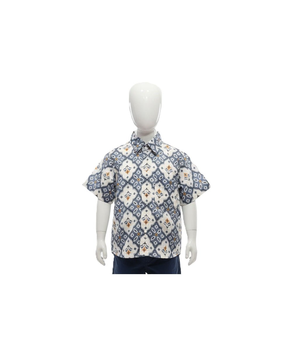 Coastal' Ikat: Artisan Diamond Print Cotton Shirt - House of Kritee