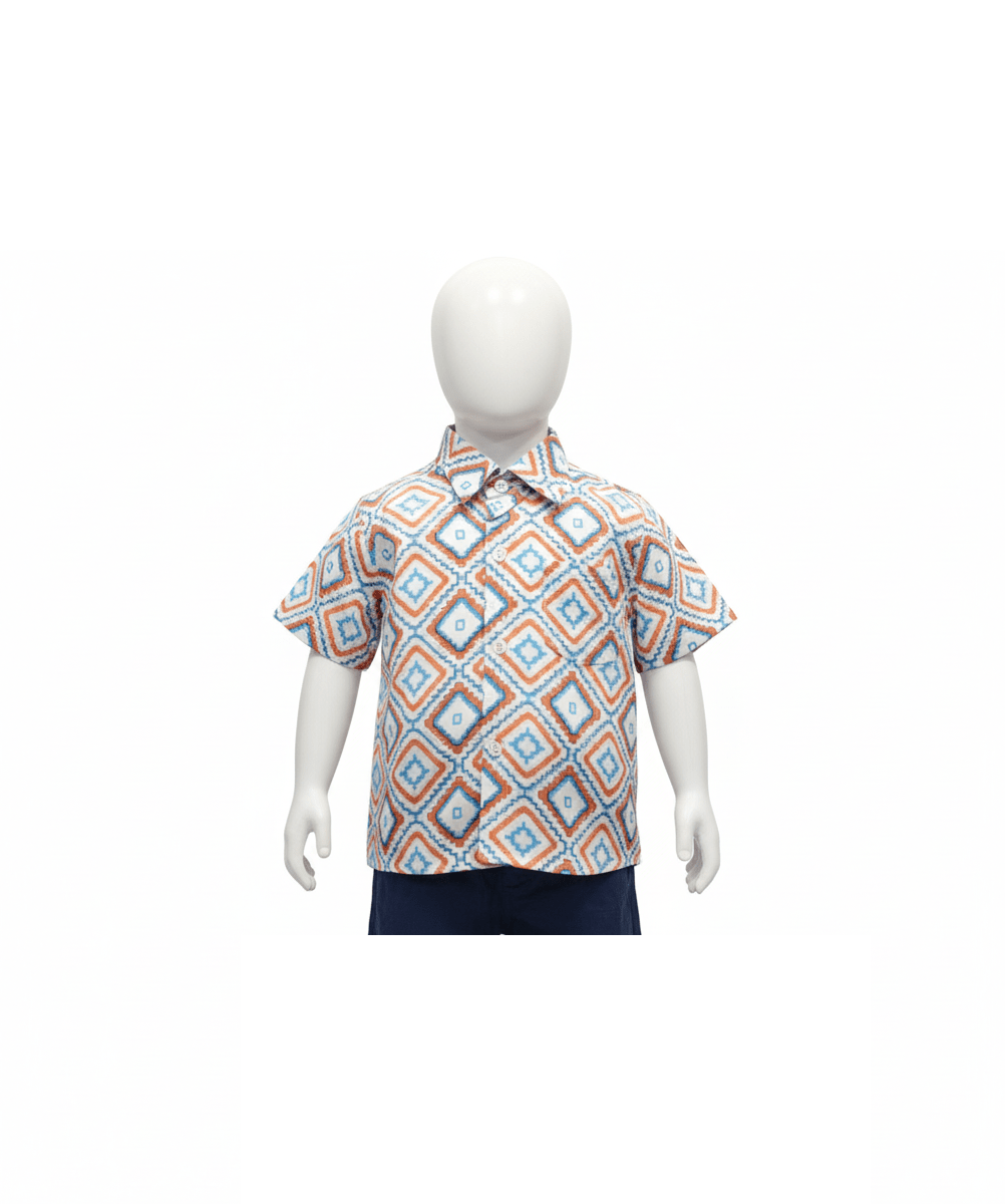 Artisan' Diamond: Textured Print Cotton Shirt - House of Kritee