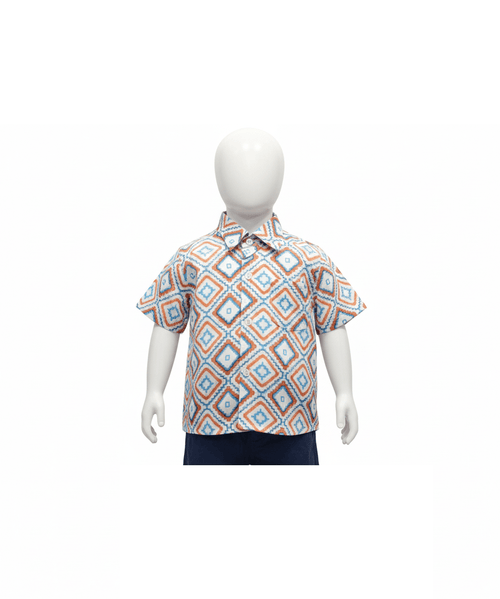 Artisan' Diamond: Textured Print Cotton Shirt - House of Kritee