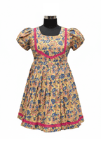 vibrant sunshine yellow cotton Floral Frock - House of Kritee