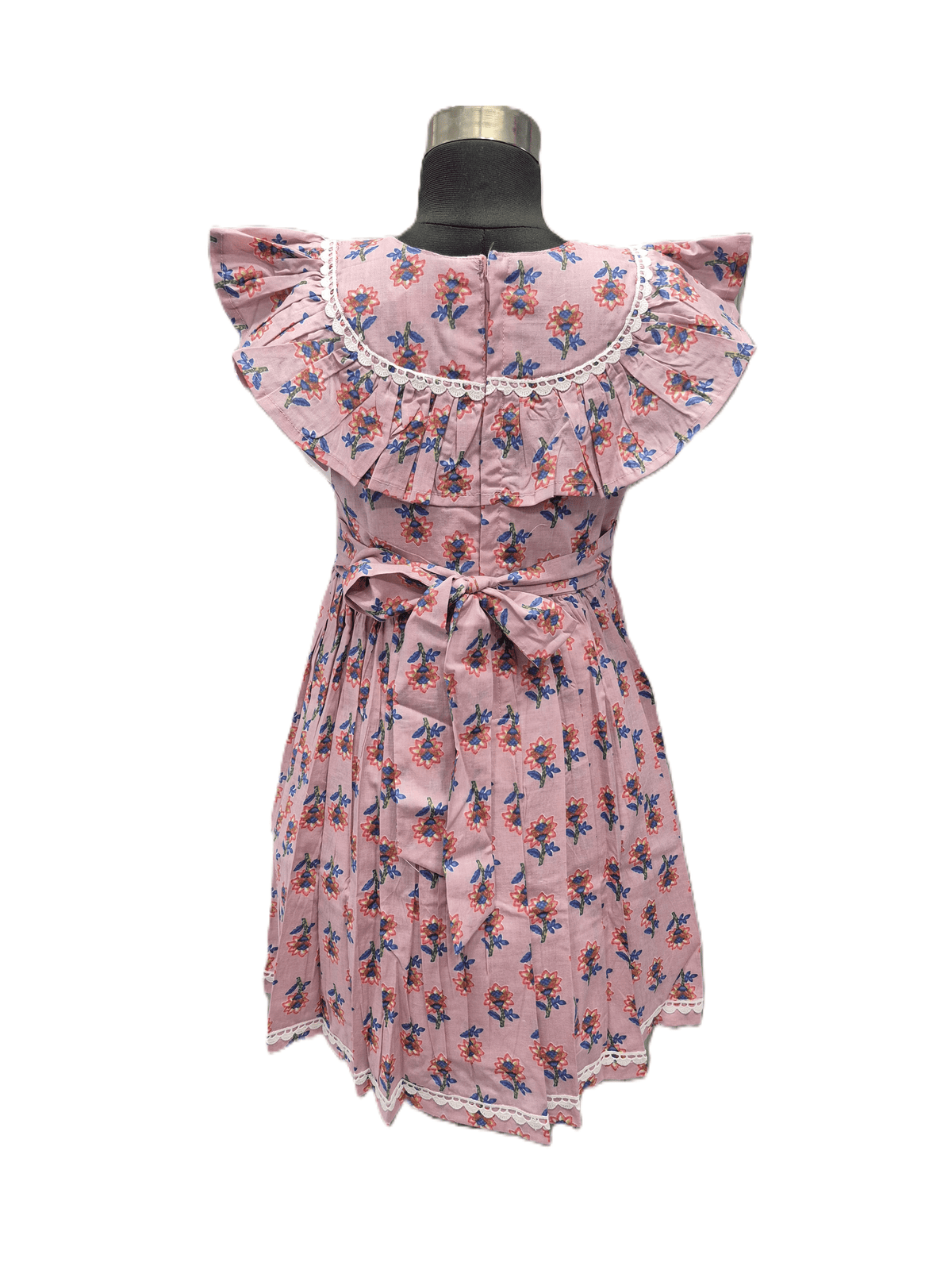 Vintage Charm With Dusty Pink Floral Frock - House of Kritee