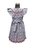 Vibrant And Whimsical Blue Floral Frock - House of Kritee