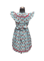 Aqua Blue Vintage-Inspired Floral Frock - House of Kritee