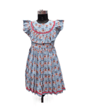 Vibrant And Whimsical Blue Floral Frock - House of Kritee