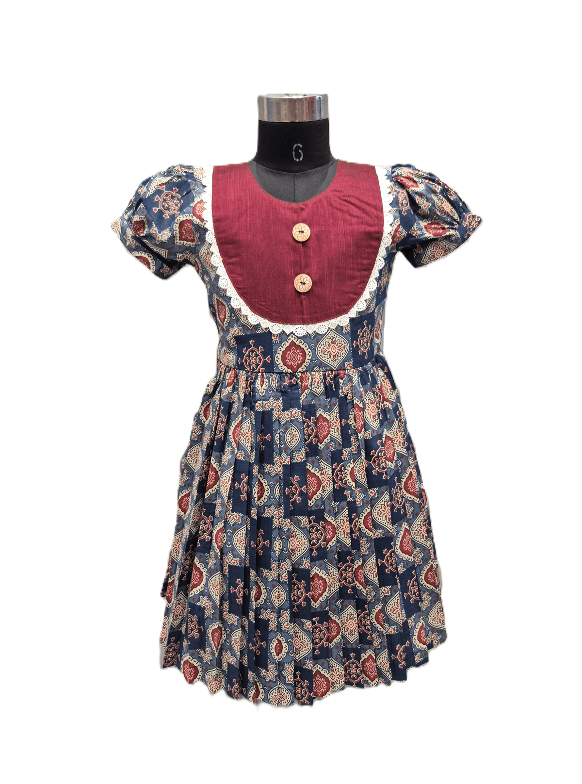 elegant navy blue cotton Floral Frock - House of Kritee