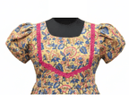 vibrant sunshine yellow cotton Floral Frock - House of Kritee