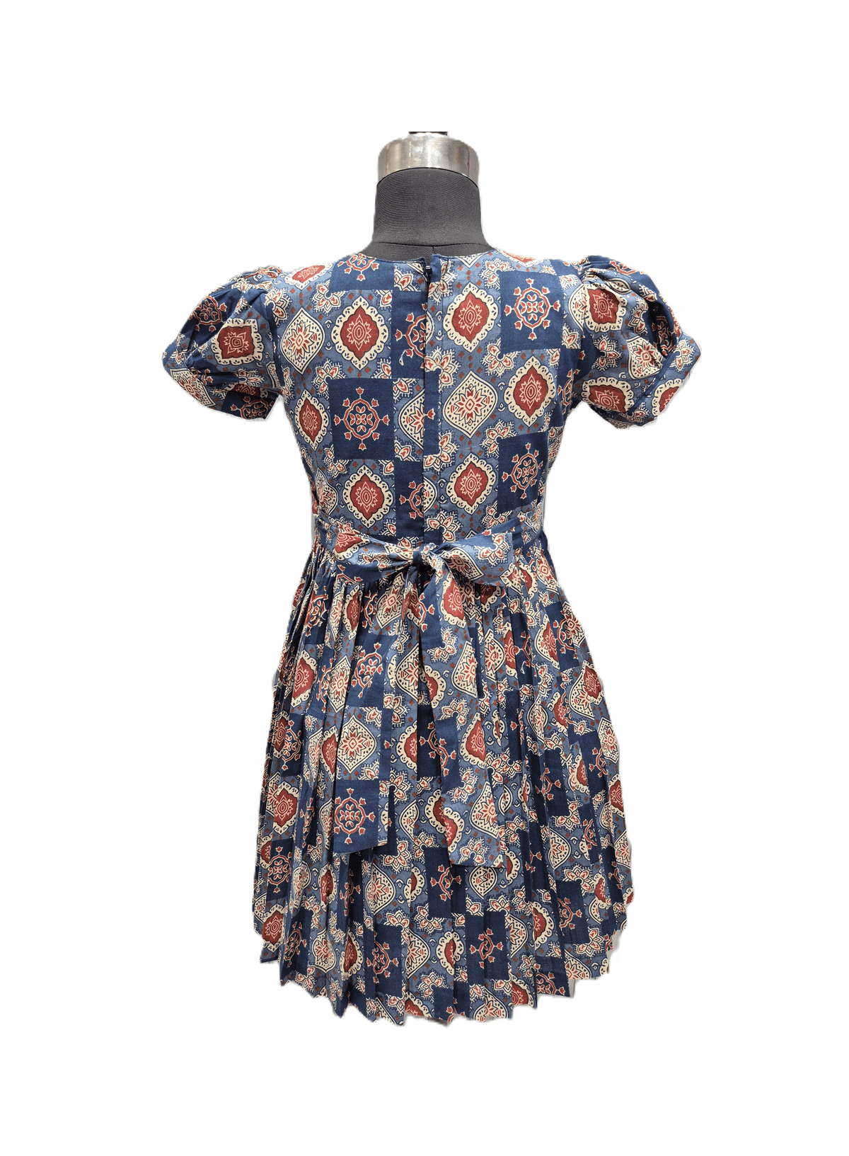 elegant navy blue cotton Floral Frock - House of Kritee