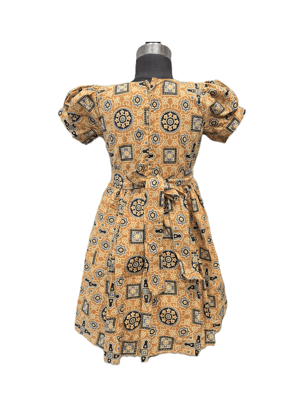 elegant mustard yellow cotton Floral Frock - House of Kritee