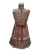 Beautifully Patterned Olive Green Geometric print Frock - House of Kritee