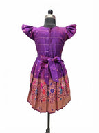 Girls Purple Knee-Length Ethnic Silk Frock - House of Kritee