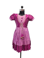 Girls Vibrant Dual-Tone Ethnic Silk Frock - House of Kritee