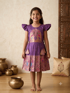 Girls Purple Knee-Length Ethnic Silk Frock - House of Kritee
