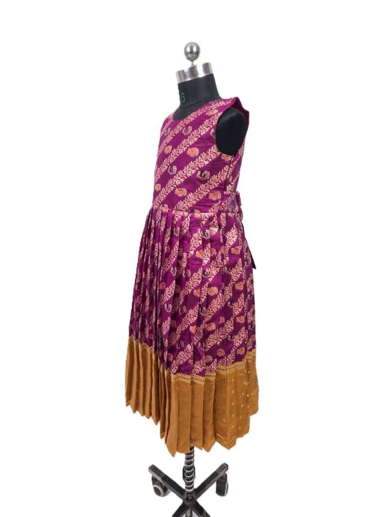 Girls Ethnic Silk One Piece with Jacket