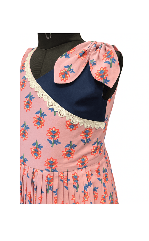 Beautiful Mix Of Bright Pink Pleated Frock - House of Kritee