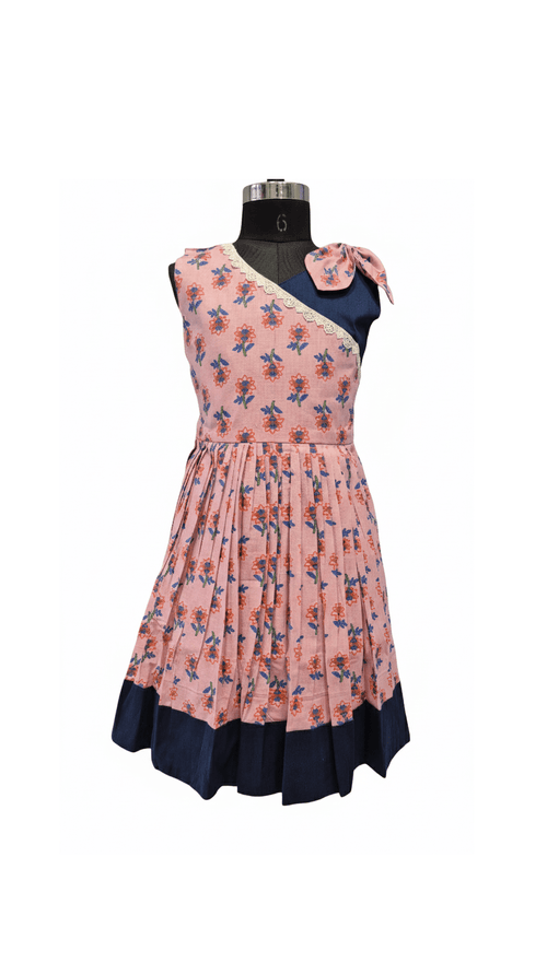 Beautiful Mix Of Bright Pink Pleated Frock - House of Kritee