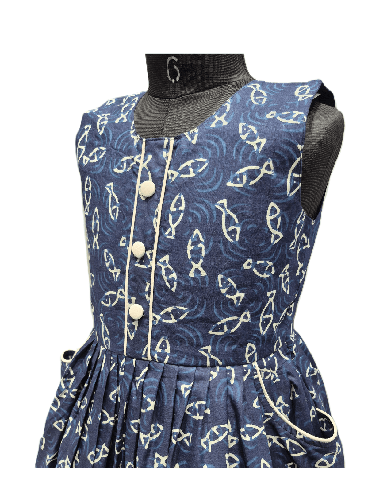 charming Navy Blue cotton frock - House of Kritee