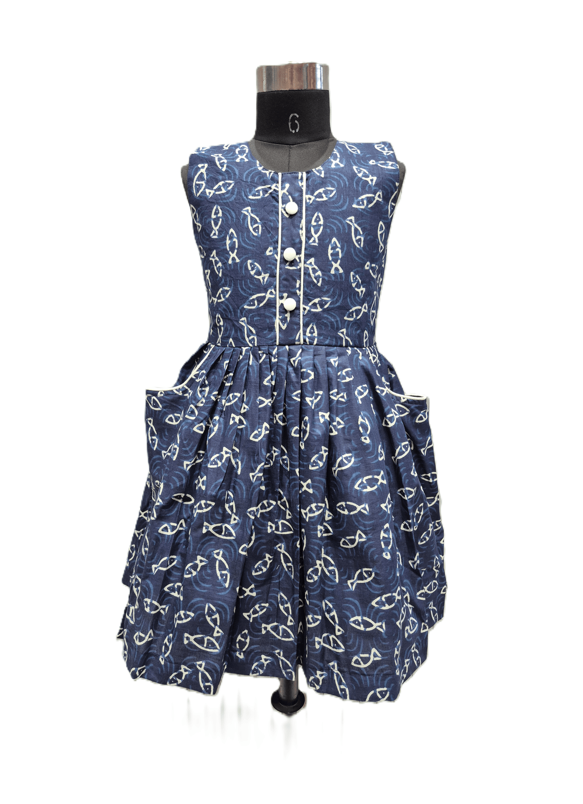 charming Navy Blue cotton frock - House of Kritee