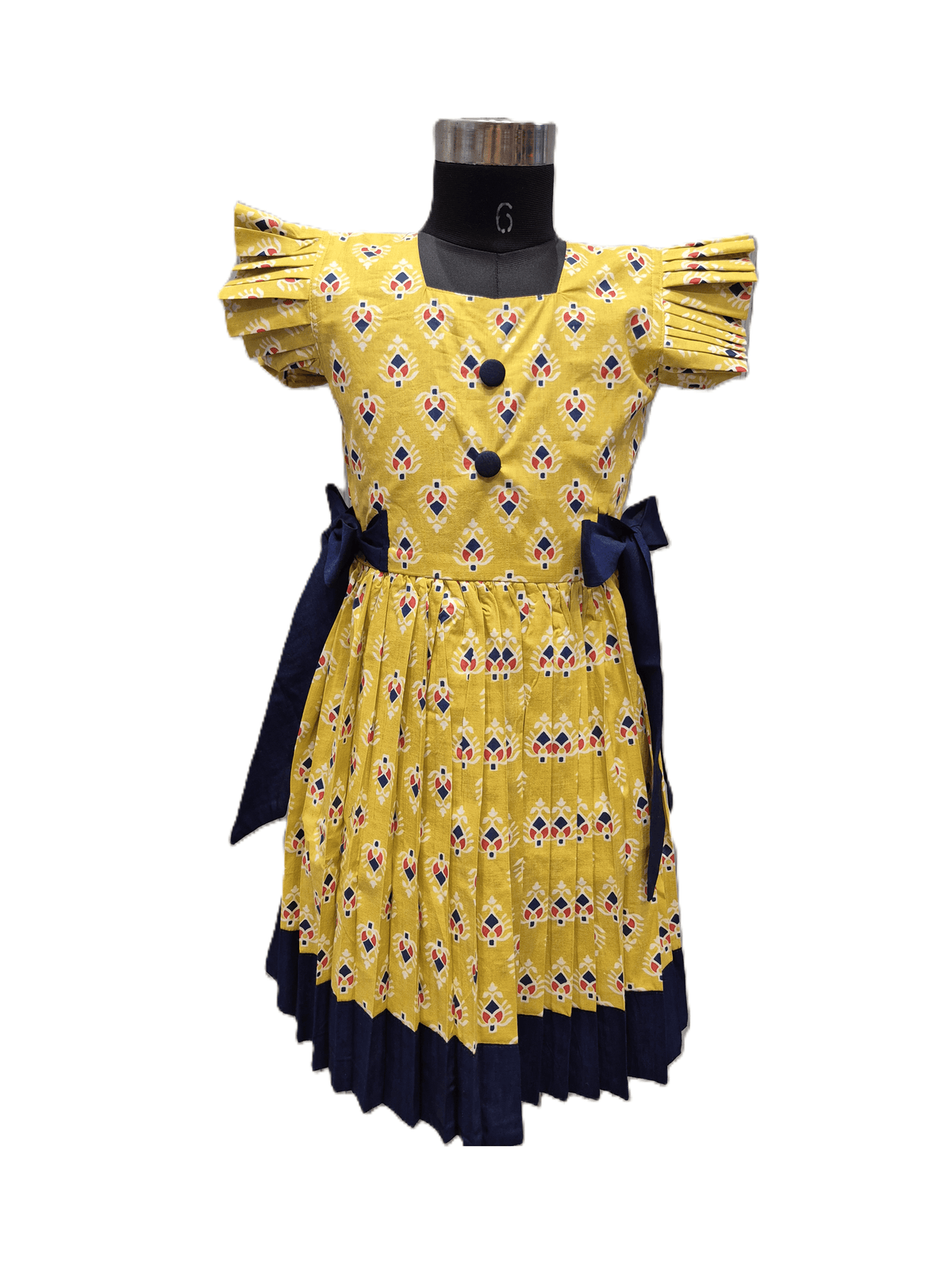 Eye-Catching Mustard Yellow Side Belt frock - House of Kritee