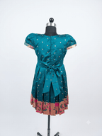Teal & Gold Silk Floral Girls' Frock