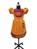 Traditional Mustard and Magenta Silk Festive Frock - House of Kritee