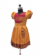 Traditional Mustard and Magenta Silk Festive Frock - House of Kritee