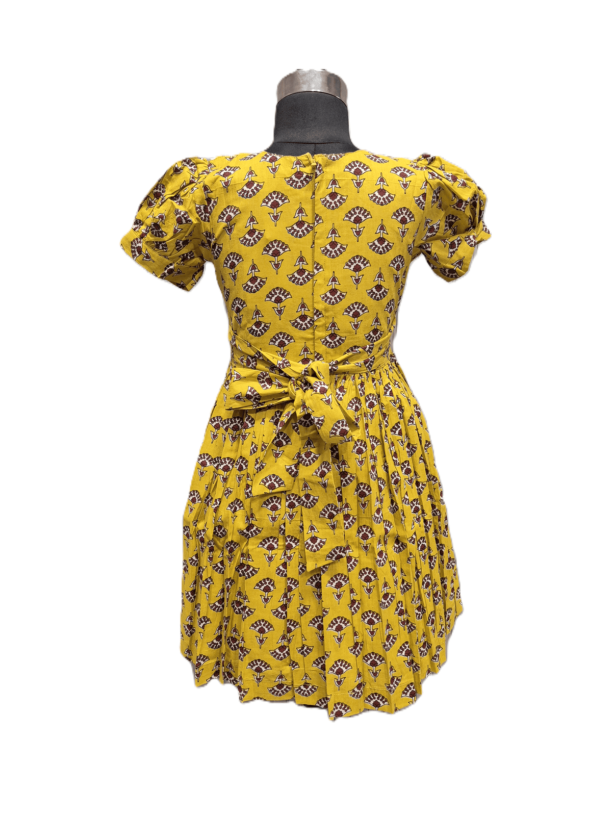charming mustard yellow cotton frock - House of Kritee